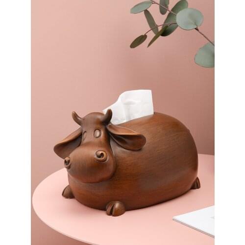 Creative Cow Resin Tissue Box Living Room Decoration Storage Decoration Home Accessories Pumping Box Housewarming New Home
