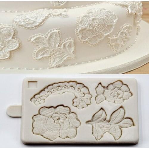 Art Deco Lace Motif Moulds Fondant Cake Decor Tools Silicone Molds Sugarcrafts Chocolate Baking Tools for Cakes Gumpaste Form