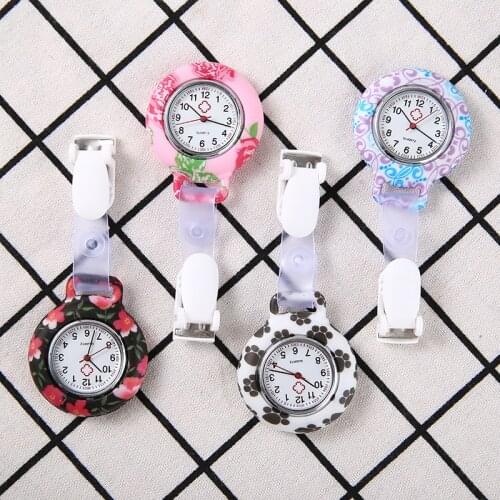 Fashion Beautiful Flower Silicone Nurse Watch Round Dial Brooch Fob Quartz Doctor Medical Pocket Watch reloj de bolsillo