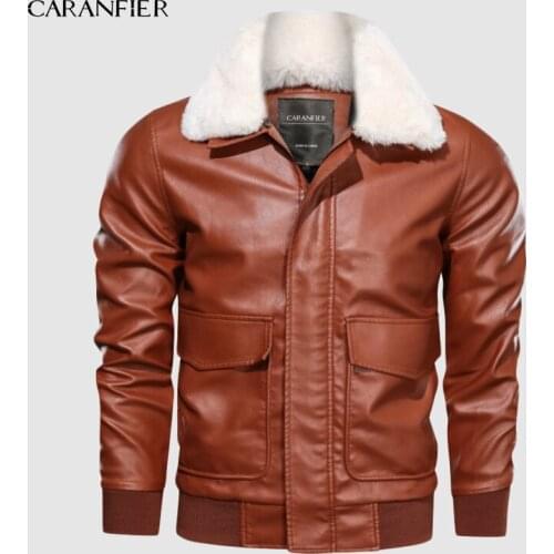 CARANFIER 2019 New Mens Leather Jackets Autumn New Casual Motorcycle PU Jacket Leather Coats Fur Collar Jackets DropShipping