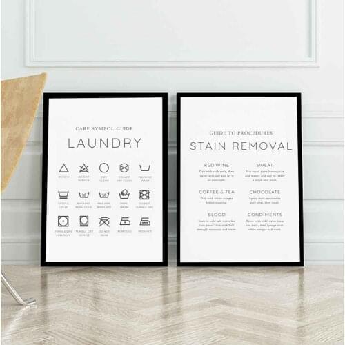 Laundry Symbols Guide Canvas Art Posters and Prints Laundry Care Wall Art Canvas Painting Pictures Laundry Room Art Wall Decor