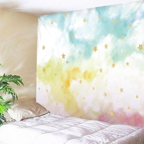 Custom Golden Stars Sky Polyester Wall Hanging Tapestry Bedspread Beach Towel Art Decor Tapestries Boho Bedspread Yoga Mat