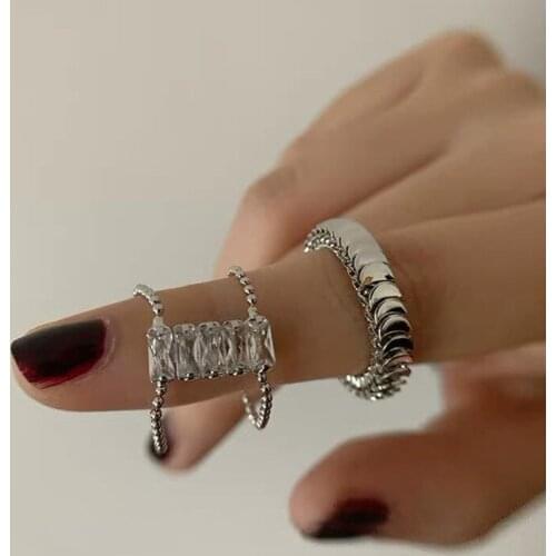 Origin Summer Fashion Shining Cubic Zircon Ring for Women Girls Long Tassel Metal Round Beaded Chain Index Finger Ring Jewelry