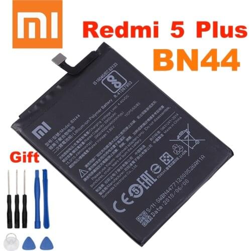 Xiao Mi Xiaomi Original Phone Battery BN44 For Xiaomi Redmi 5 Plus Replacement Battery 4000mAh + Free Tools