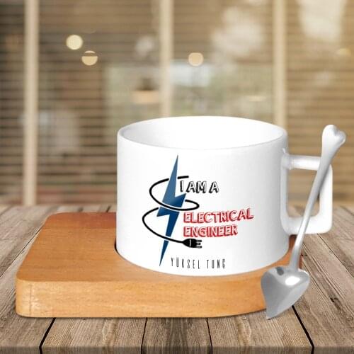 Personalized Professional Electrical Engineer Wood Altlıklı Ceramic Cup-1