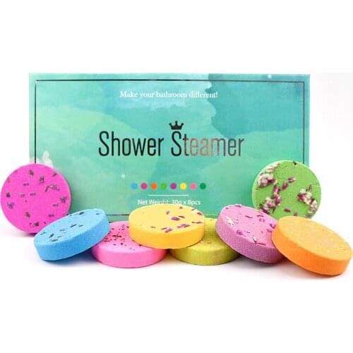 Portable 8PCS Mixed Aromatherapy Shower Steamers 30g Mini Bath Bombs Fragrance for Relaxation with Essential Oil for Home Spa