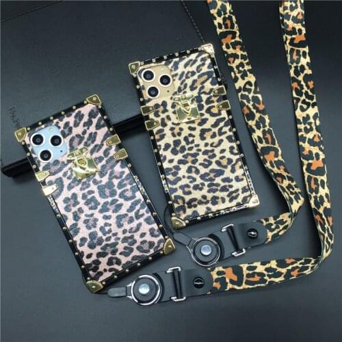 Luxury Square Case for iPhone 12 PRO MINI X XR Fashion Leopard Cover Phone Cases for iphone 11 Pro MAX XS Max 7 8 Plus 6 6S Plus