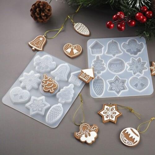 Christmas Tree Snowflake Elk Pendant Resin Mold Keychain Listing Jewelry Making Silicone Mold