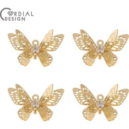 Cordial Design 4Pcs DIY CZ Charms/Jewelry Accessories/Genuine Gold Plating/Pendant/Hand Made/Jewelry Findings & Components