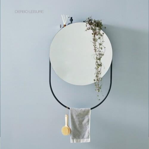 Modern Classic Fashion Design Popular Luxury Nice Beautiful Design Loft Metal Decorative Wall Mounted hanger Round Mirror 1PC