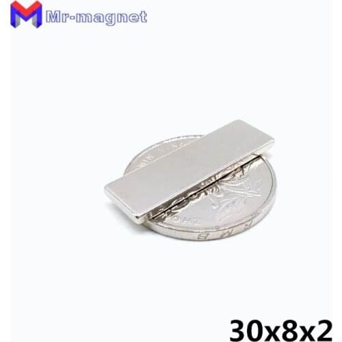 Hot Sale 100pcs 30mm*8mm*2mm Super Strong Cuboid Block Neodymium Magnet Rare Earth N35 30x8x2mm 30x8x2