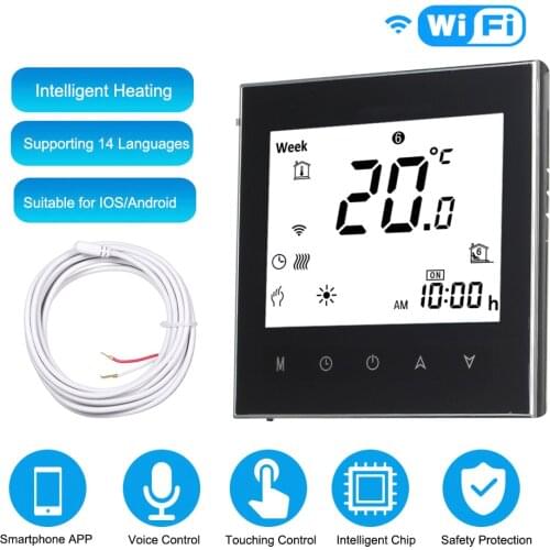 Digital thermostat AC 95-240V with WiFi voice control LCD touch screen for all electric heating systems floor heating thermostat