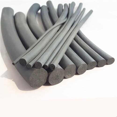 Black Foamed silicone rubber Round seal strip dia1 1.5 2 3 4 5 6 7 8mm O type Foam rubber sealing strip damper waterproof strip