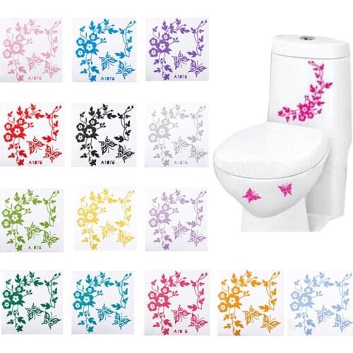 Funny Novelty Butterfly&Flower Toilet Seat/Sticker/Decal Fashion 3D Wall Stikcers On The Wall Home Decoration #87432