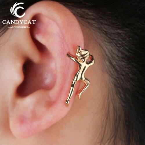 Trendy Alternative Gymnast Clip Earrings For Women 2019 Statement Alloy Three-dimensional Portrait Ear Clip Fashion Jewelry Gift