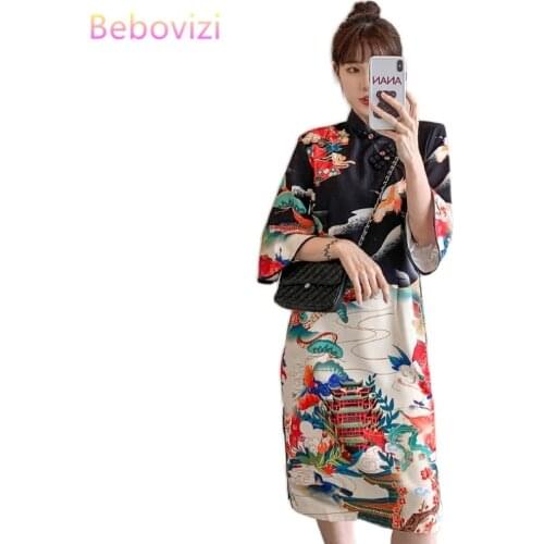 Plus Size XXL 3XL 4XL Fashion Modern Trend Cheongsam Dress for Women Casual Party Black Qipao Traditional Chinese Clothing
