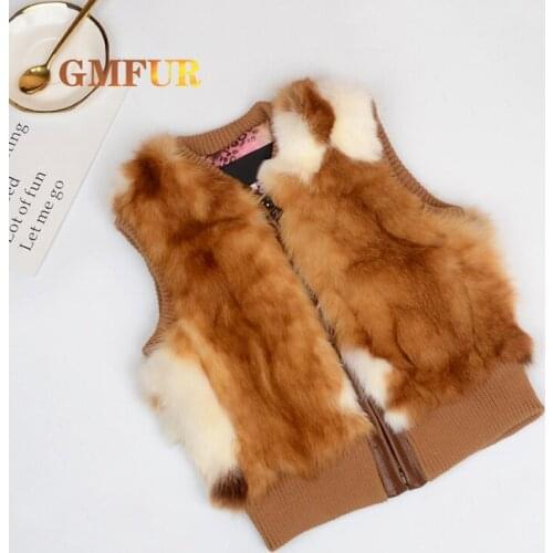 Autumn Winter New Thick Warm Childrens Rex Rabbit Fur Vest Fashion Zipper Sleeveless Girls Natural Fur Vest Boy Coat Clothes