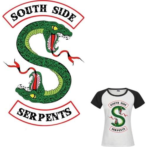 Serpent Snake Patches Heat Transfer Jacket Applique Iron On Sticker For Clothes Riverdale South Side Serpents Patch