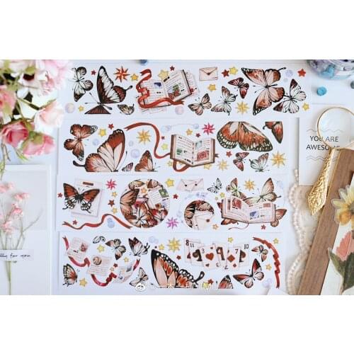 1 Loop 6 x 100cm Wings Butterfly, Wood, Horizontal Journal Washi Tape