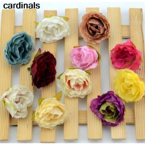 10pcs 3cm Artificial Silk Flower Heads European Fall Vivid Peony Fake Flower Wedding Home Decoration DIY Handmade Fake Flowers