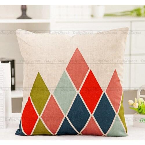 1x Pillow Cover Composite Linen Colorful Diamond Car Cushion Case 42x42cm Decorative Sofa Car Seat Throw Pillow Cover