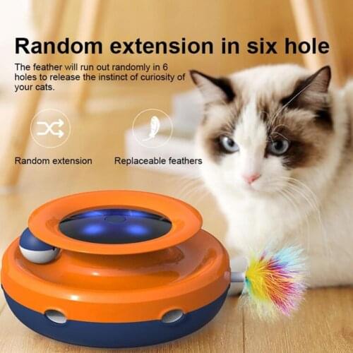 2021 Electric Cat Donut Disk Turntable Interactive Feather Funny Toy Pet Supplies Products for Cats Toy