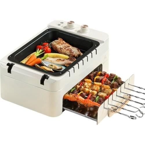 220V 3 in 1 Electric BBQ Kebab Grill Machine ,1000W Automatic Rotating Smokeless Grill,Compact & Portable Non-Stick Grill Oven