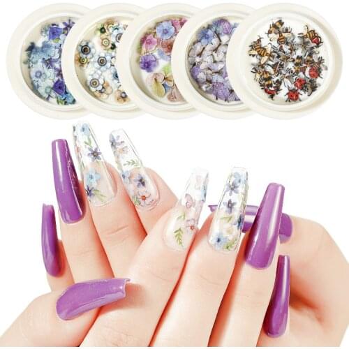 50 Pcs Color Patch Nail Art Decoration 12 Color Strawberry Bear Candy Mix Handmade 3D Three-dimensional Flower Nail Sticker