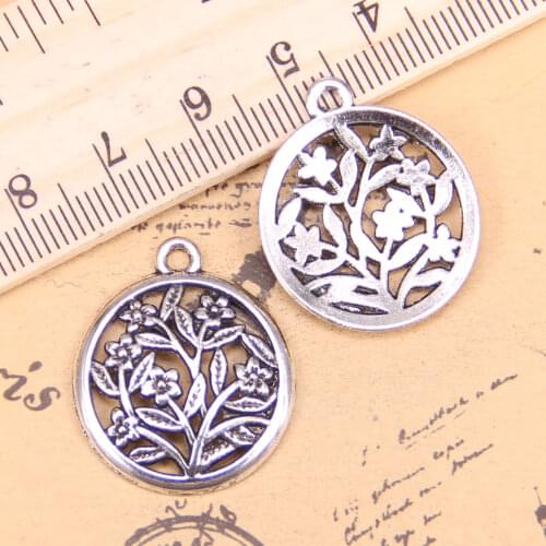 10pcs Charms circle flower 23mm Antique Pendants,Vintage Tibetan Silver Jewelry,DIY for bracelet necklace