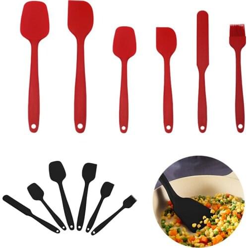6 Pcs/Set Multicolor Silicone Cooking Spatula BBQ Brush Non-Stick Heat-Resistant Cake Cream Butter Mixing Scrapers Baking Tools