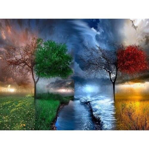 5D DIY full Square drill Diamond painting Cross stitch Four seasons scenery Diamond embroidery Mosaic decor