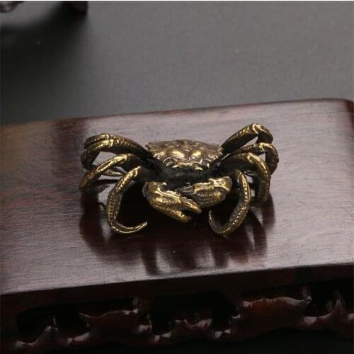 Antique Copper Crab Tea Table Decoration Crafts Ornaments Retro Brass Animal Figurines Miniatures Fish Tank Decor Accessories