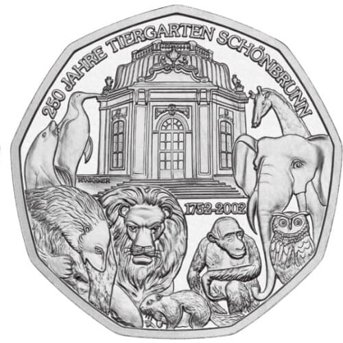 Austria 2002 The 250th Anniversary of the Vienna Zoo 5 Euro Commemorative Silver Coin Unc 100% Original Coins Real Euro Coin