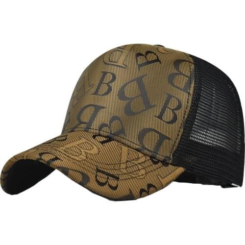 Unisex Letter B Mesh Baseball Cap Women Casual Adjustable Sun Hat Men Breathable Sports Cap Trucker Hats Snap Closure