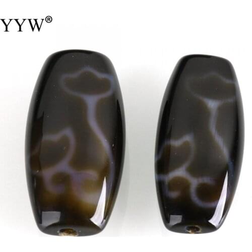 Natural Tibetan Agates Onyx Beads Wedding Oval Two Tone Double-Sided 29x13mm Hole:Approx 2.5mm
