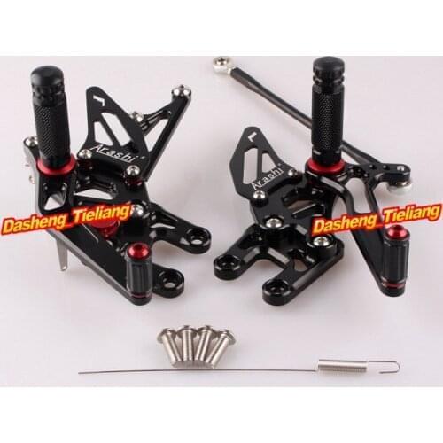 Black Motorcycle Aluminum Rearset Rear Set Footpegs Adjustable For Kawasaki Ninja ZX10R 2004 2005