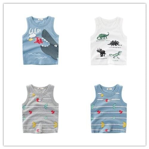2-8 Y Child Summer T Shirt Toddler Kids Funny Cartoon Sleeveless T-Shirts For Boys Girls Tops Kids T shirt Vest