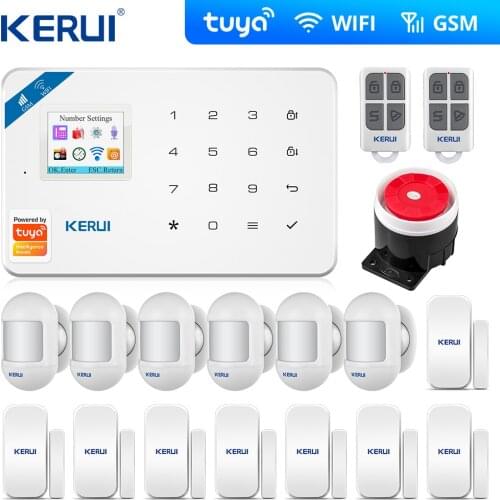 KERUI W18 WIFI GSM Home Burglar Security Alarm System Curtain Motion Sensor Wireless Solar Siren IP Camera GSM Alarm System