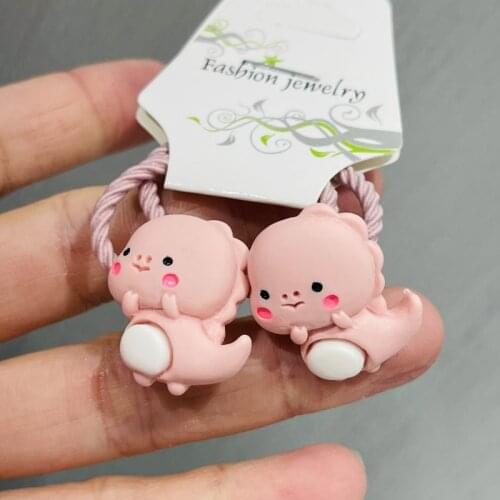 2PCS Cute Macaron Color Dinosaur Cartoon Headwear Kids Elastic Hair Bands Baby Headdress Children Ropes Girls Accessories