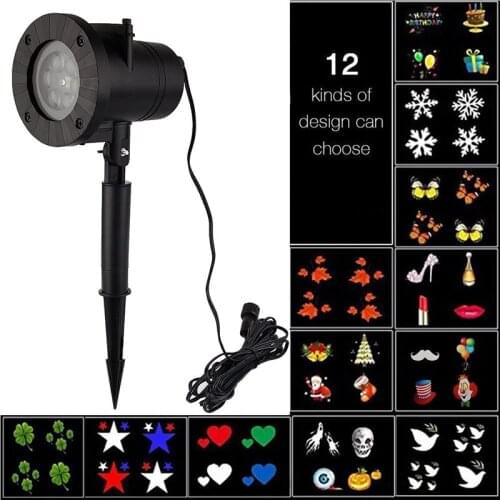 Hot LED Projector Lights 12 Slides 100-240V Waterproof Landscape Lights for Indoor Outdoor Halloween Christmas Decorations