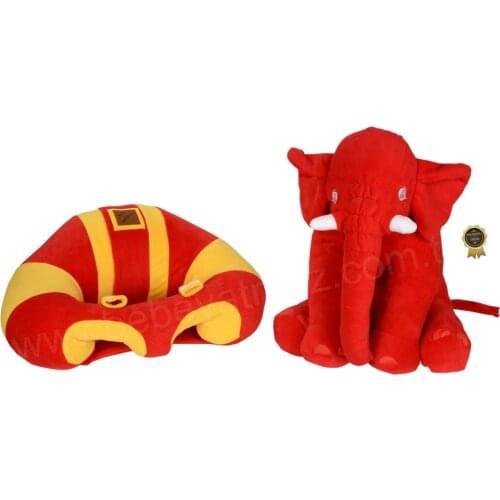Jaju Baby, Luxury Red-Yellow Baby Support Seating Cushion and Red Sleep Elephant