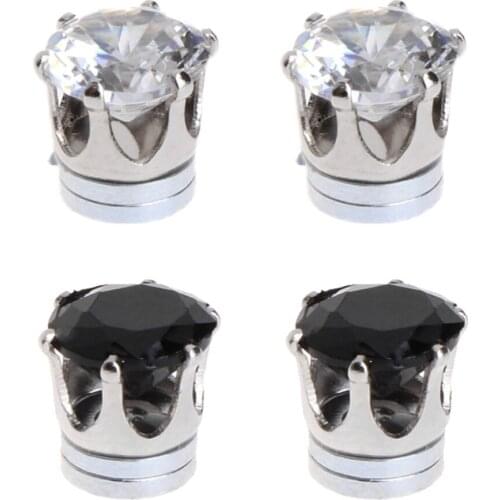JAVRICK Trendy Ear Studs Earrings Magnetic Without Piercing Ears Jewelry Zircon For Men Women Black White Color