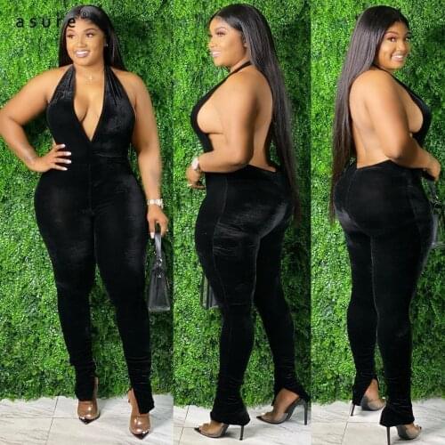 Jumpsuit Women Pants Body Black Overalls Sexy Femme Baddie Clothes One Piece Club Outfits Tracksuit Elegant Catsuit LD9101