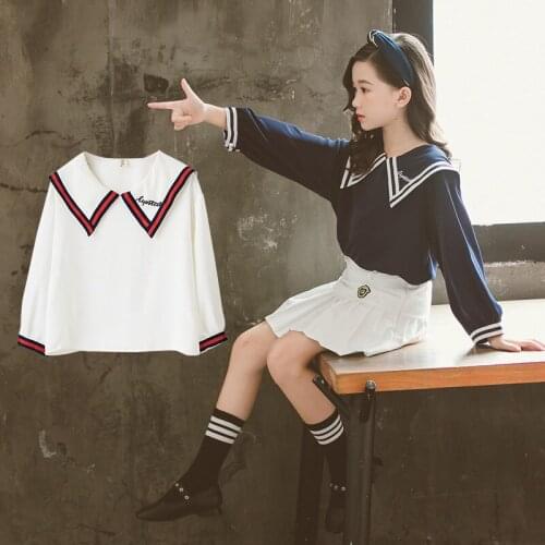 Girls clothing sets school uniform College Wind Suit Girls' Shirt + pleated skirts 2pcs sets Spring Autumn clothes 15 years old