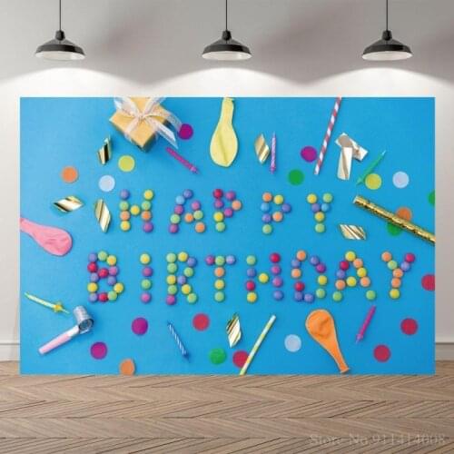 Candy Happy Birthday Blue Board Photography Background Gift Box Party Supplies Decoration Photo Background
