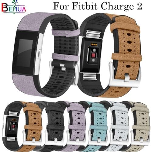 Leather sport Breathable Straps For Fitbit Charge 2 smart watch Replacement Luxury Fashion Straps Band Bracelet Watch Band Strap