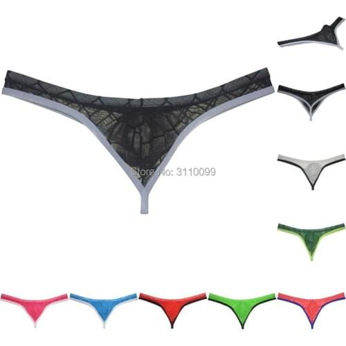 Mens Bulge Thong See-through T-back Sports Pouch Tangas Hipster String Underwear