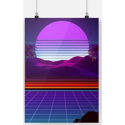 Retro Neon Aesthetics Synthwave Poster Wooden Frame Canvas Painting Wall Art Decor Room Study Home Decoration Framed Prints