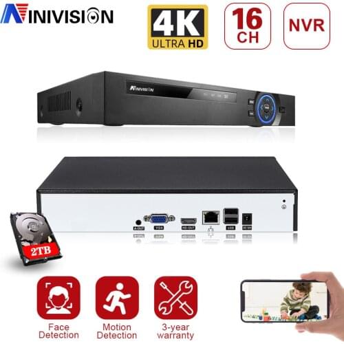 Remote Control 8MP Audio XMeye H.265+ 16CH 16 Channel Face Detection Onvif 4K CCTV DVR NVR Surveillance Video Recorder 4TB