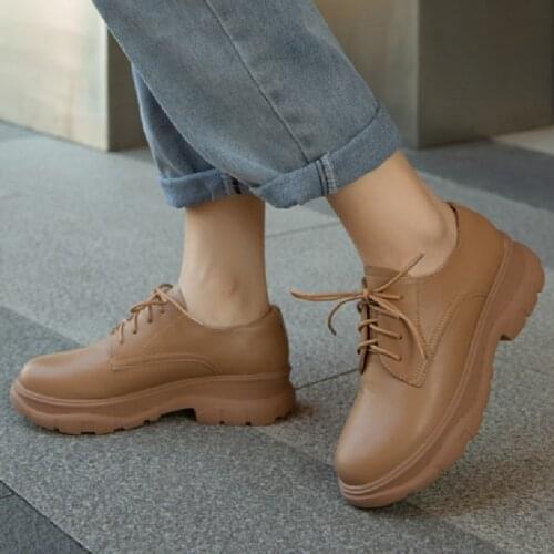 Vintage Oxford Shoes For Women Pu Leather Flat Heel Loafer Shoes Woman British Style Brogues Flats Retro Brown Black White Shoes